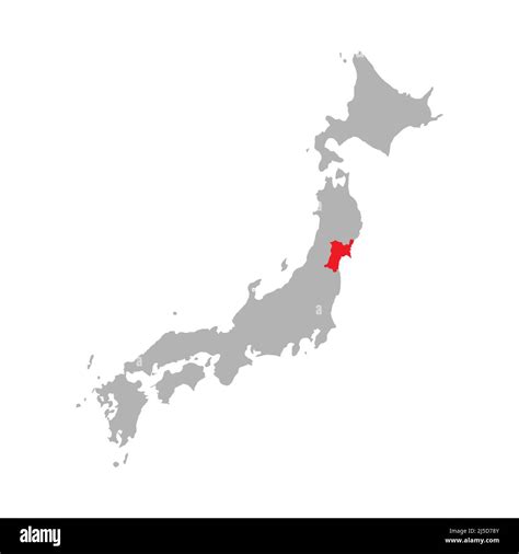 Miyagi Prefecture Highlighted On The Map Of Japan Stock Vector Image