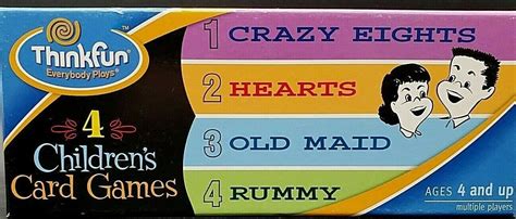 Thinkfun 4 Childrens Card Games Old Maid Rummy Hearts And Crazy