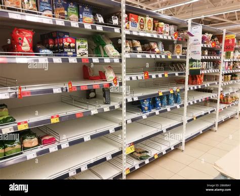 Kaunas Lithuania February 29 2020 Empty Shelves In A Maxima