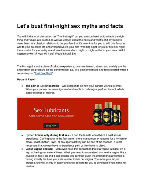 Let S Bust First Night Sex Myths And Facts By Issuu