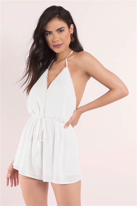 sexy white romper deep v romper front tie romper white romper 20 tobi us