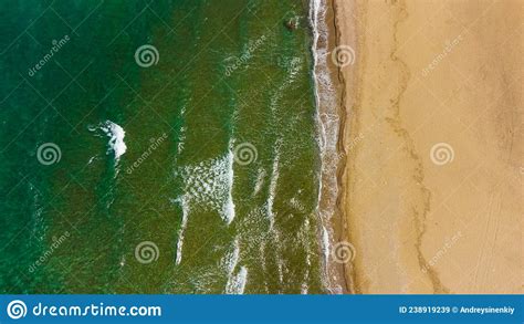 Aerial View Of Sandy Beach And Ocean With Waves Stock Image Image Of
