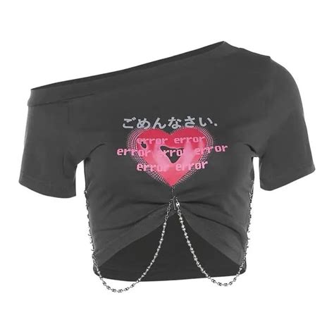 Not Sorry Egirl Pink Heart Asymmetrical Crop Top Alielnosirrah Soft