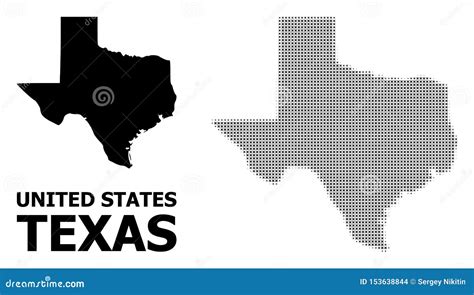 Vector Halftone Pattern And Solid Map Of Texas State Stock Vector
