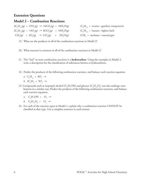 Advanced chemistry through inquiry teacher guide. Pogil Activities For Highschool Chemistry Types Of Chemical Reactions Key : 2 : Pogil activities ...