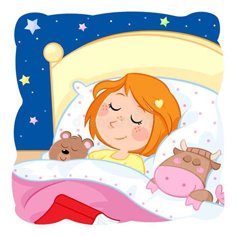 Kids Routine Actions Sleeping Sweet Dreams Little Girl Stock