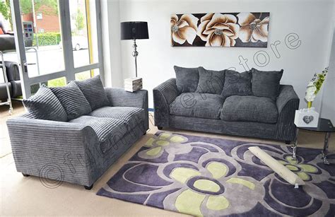 Dylan Byron Grey Fabric Jumbo Cord Sofa Settee Couch 32 Seater Fabric