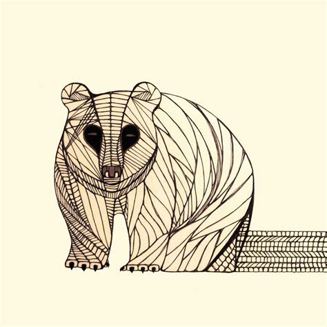 I'm a french illustrator, living near paris, france. BEAR ART PRINT Native Animal Line Drawing by Thailan When.