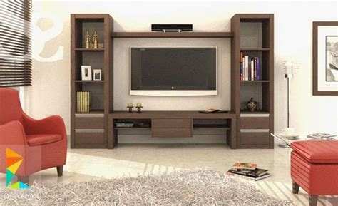 The wooden showcase design for drawing room is sleek and tall. 10 Latest TV Showcase Designs With Pictures In 2020