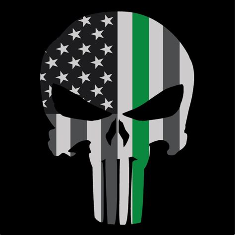 Punisher Skull Thin Green Line American Flag Subdued Decal