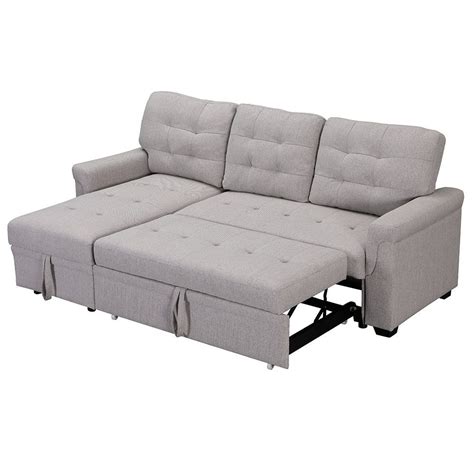 Urhomepro Sectional Sofa Sleeper With Reversible Chaise Modern