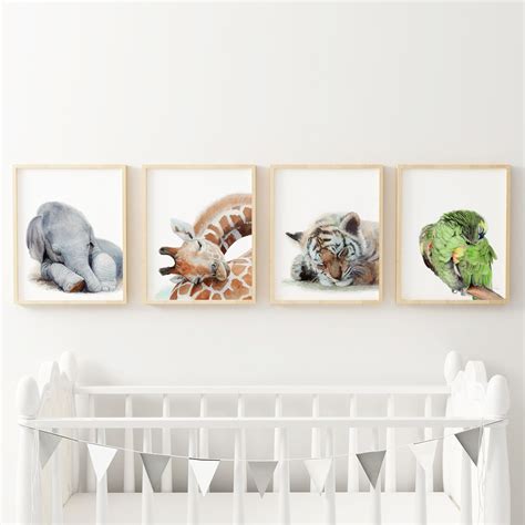 Watercolor Safari Animal Prints Set Of 4 High Quality Prints Etsy