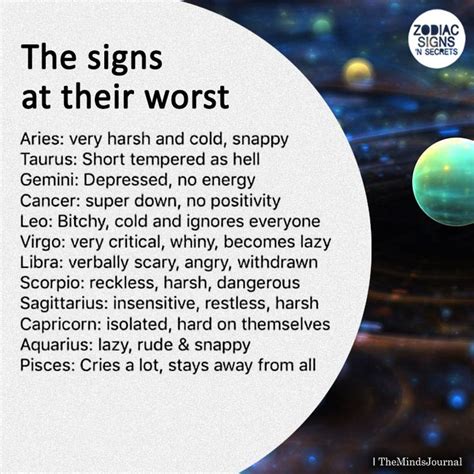 The Signs At Their Worst Zodiac Signs Aquarius Zodiac Signs Zodiac