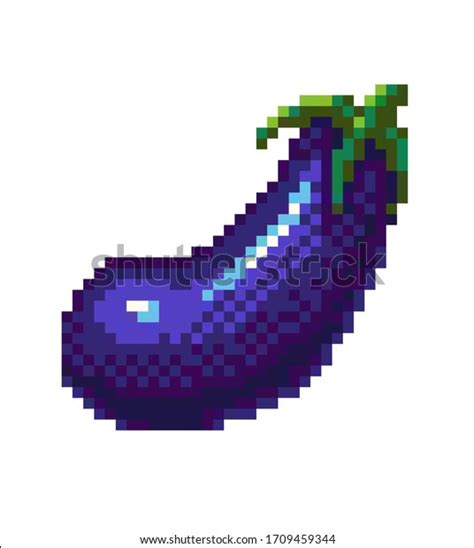 Pixel Art Eggplant Icon 32x32 Vector Stock Vector Royalty Free
