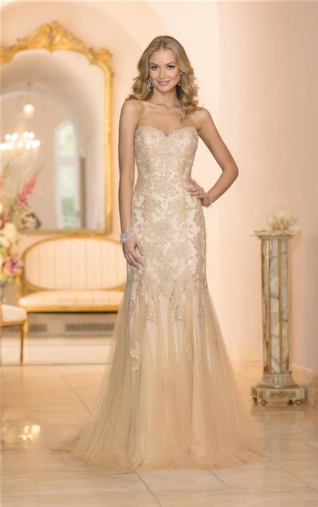 Gorgeous Mermaid Sweetheart Gold Colored Tulle Lace Beaded