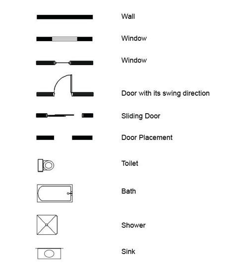 More Kitchen And Bathroom Symbols Blueprint Symbols Floor Plan Designinte Com