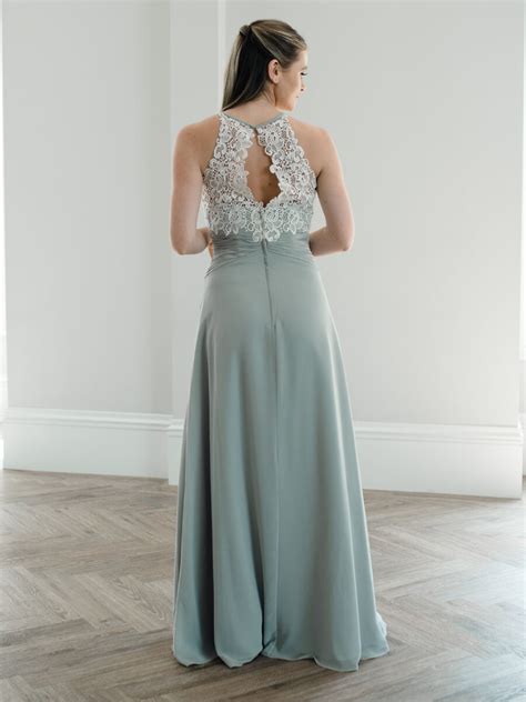 Chiffon Bridesmaid Dress With Lace Bodice