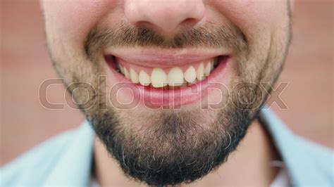 A Close Up Of A Young Mans Mouth Stock Image Colourbox