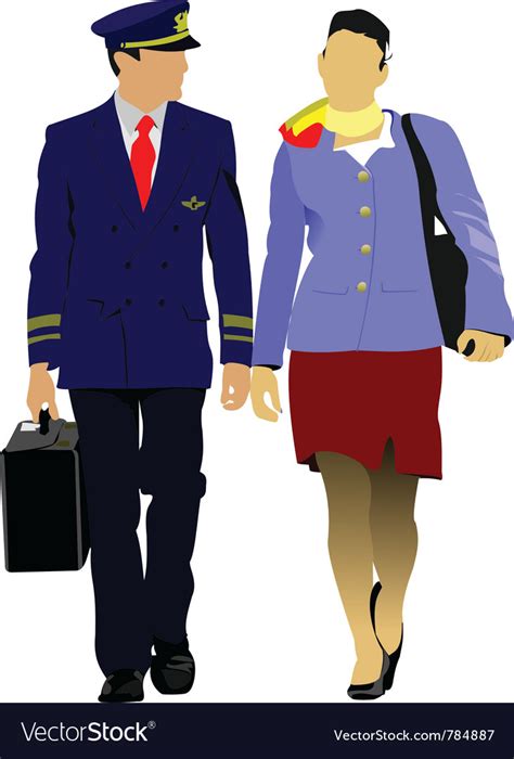 Pilot And Stewardess Royalty Free Vector Image