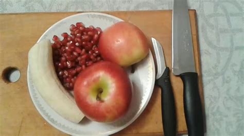 Fruits Garnish Simple Ideawith Using Apple Banana And Pomegranate
