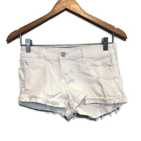 Abercrombie And Fitch White Denim Cutoff Cuffed Mini Shorts Size 0 25 Ebay