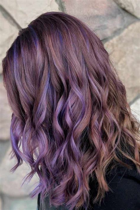 61 Charming And Chic Options For Brown Hair With Highlights Purple