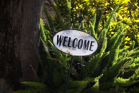 Green Garden Welcome Sign In Brownsville Texas Stock Image Image Of