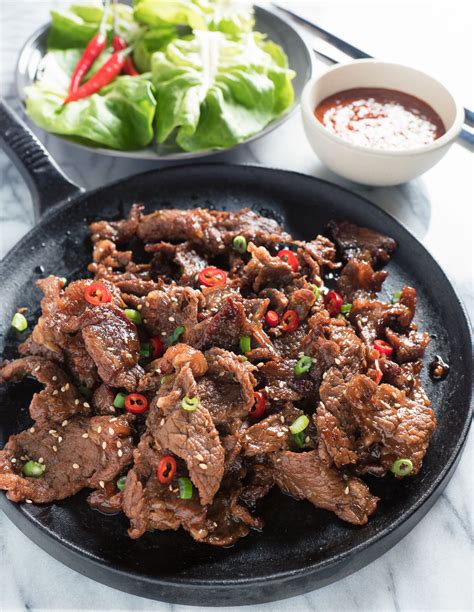 I usually present this dish on a square plate. easy korean beef bulgogi - glebe kitchen