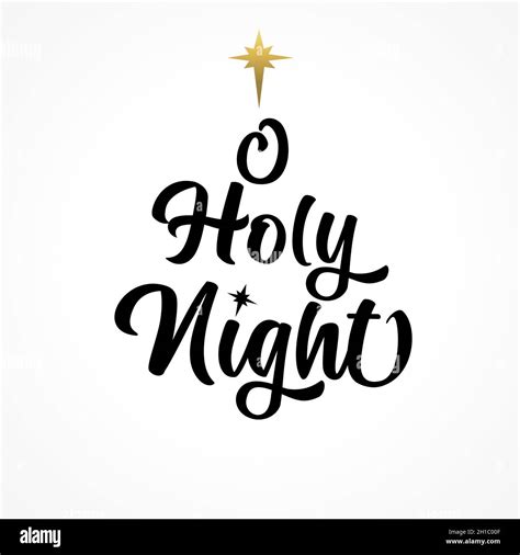 o holy night calligraphy lettering banner christmas inscription greeting card black