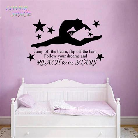 Check out how to jazz up your walls with some of these 50 diy wall decals! GYMNAST GYMNASTIC GIRLS Bedroom Quote Vinyl Wall Art Wall Decal Mural DIY Removable Bedroom Wall ...