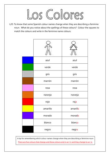 Spanish Colours Los Colores Teaching Resources