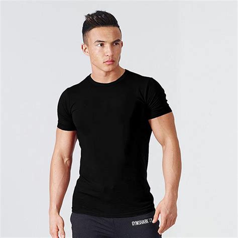 Solid Color Fitness Round Neck Sports Cotton T Shirt Muscle T Shirts
