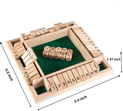 1 4 players shut the box dice game classic 4 sided wooden etsy