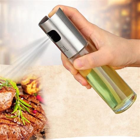 100ml 1pcs Stainless Steel Glass Olive Pump Spray Bottle Oil Sauce