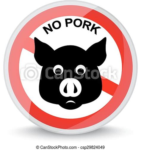I think it it depends on. EPS Vector of no pork - red sign forbidding pork to draw a ...