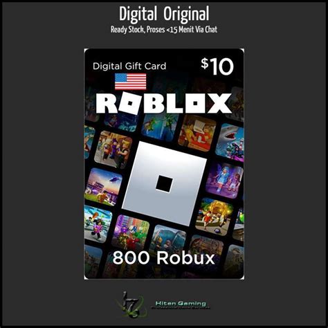 Jual Roblox Game Card T Cards 10 800 Robux Digital Code Di
