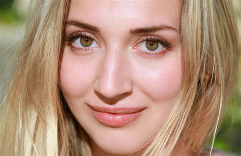 Wallpaper Metart Blonde Green Eyes Women Face Closeup Looking At Viewer Eyelashes