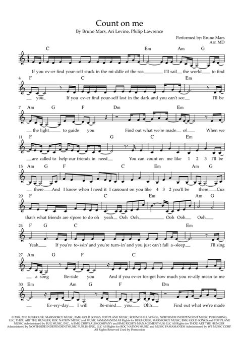 Count On Me By Bruno Mars Piano Digital Sheet Music Sheet Music Plus
