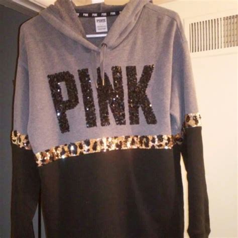 88 Off Pink Victorias Secret Sweaters Vs Pink Leopard Bling Hoodie