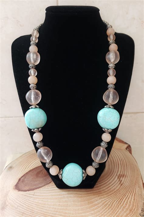 Turquoise Nude Gemstone Glamrox Necklace Turquoise Necklace Summer Collection Necklace