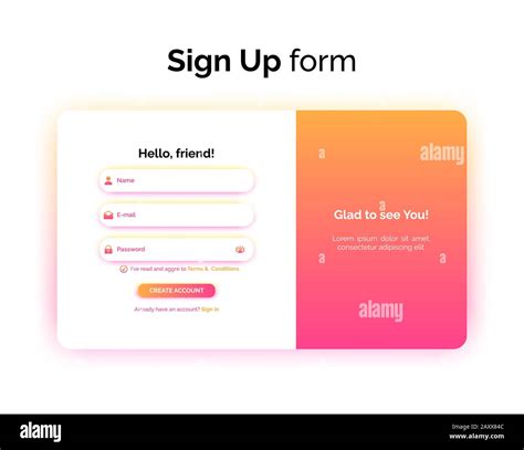 Sign Up Form Web Design Ui Ux Registration Interface With Gradient