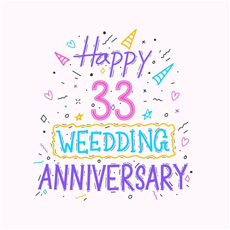 Happy 33rd Wedding Anniversary Hand Lettering 33 Years Anniversary