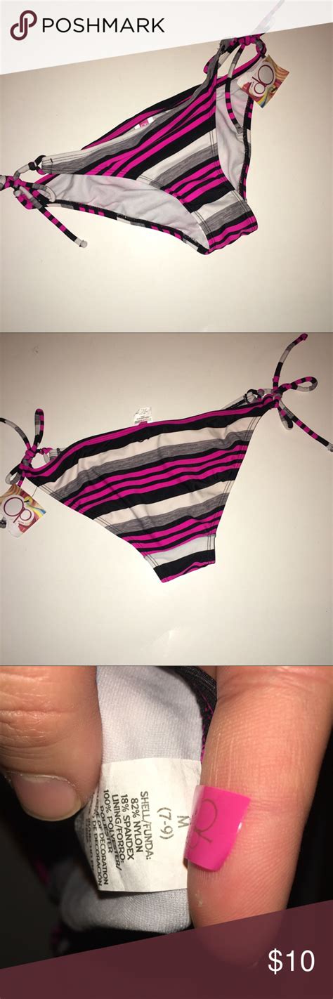 Nwt Op Pink And Black Striped Bikini Bottoms Striped Bikini Black Pink Stripe Bikini Bottom