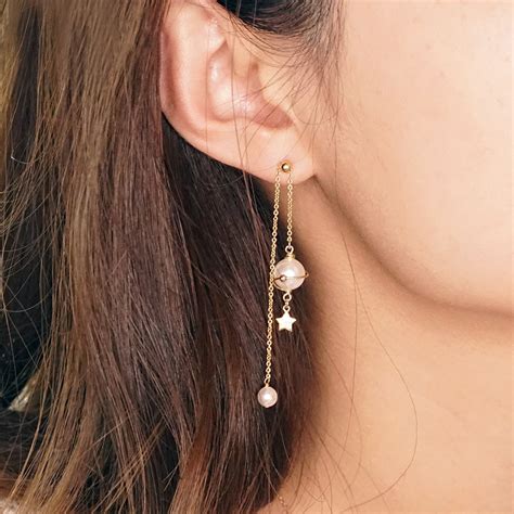 cute planet threader earrings drop earrings 14k gold plated jewelry fo igemstonejewelry