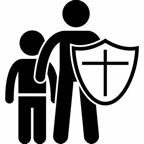 Child Father Guardian Parent Protect Protector Shield Icon