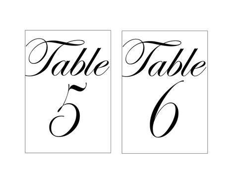 Printable Table Numbers Printable Table Numbers Wedding Table