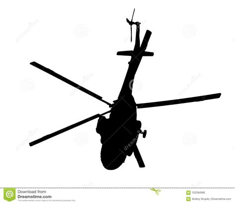 Helicopter Silhouette On A White Background Stock Photo