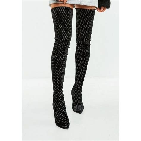 Missguided Glitter Velvet Over The Knee Boots €86 Liked On Polyvore
