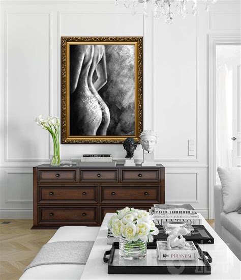 Nude Wall Art Original Black And White Erotic Painting From Etsy