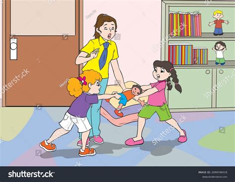 Girls Fighting Over Toys Classroom Stock Illustration 2099746519 Shutterstock